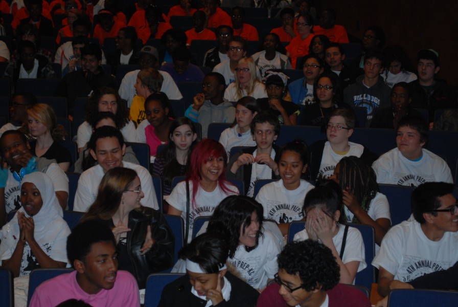 Students celebrating at PREP-KC Math Relays competition